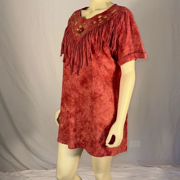 Vintage Cover Charge Southwestern Fringe Oversized T-Shirt One Size - Picture 9 of 12